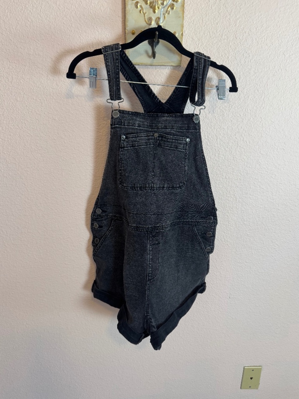 RVCA denim short black overalls Large